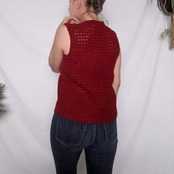 Hand Knit Orange Vest - Picture 4 of 4